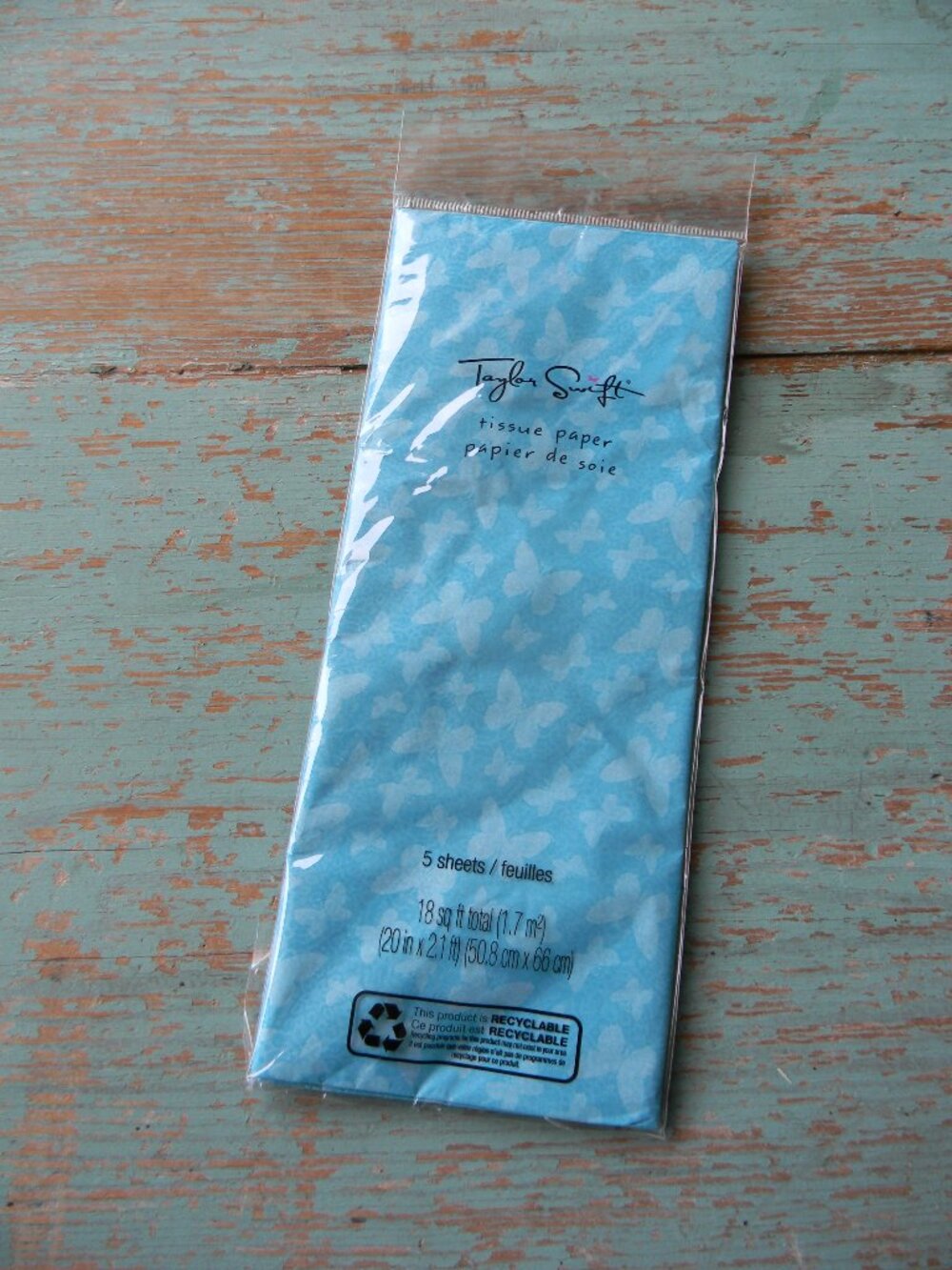 NEW TAYLOR SWIFT BLUE BUTTERFLY TISSUE PAPER GIFT 5 SHEETS TOTAL